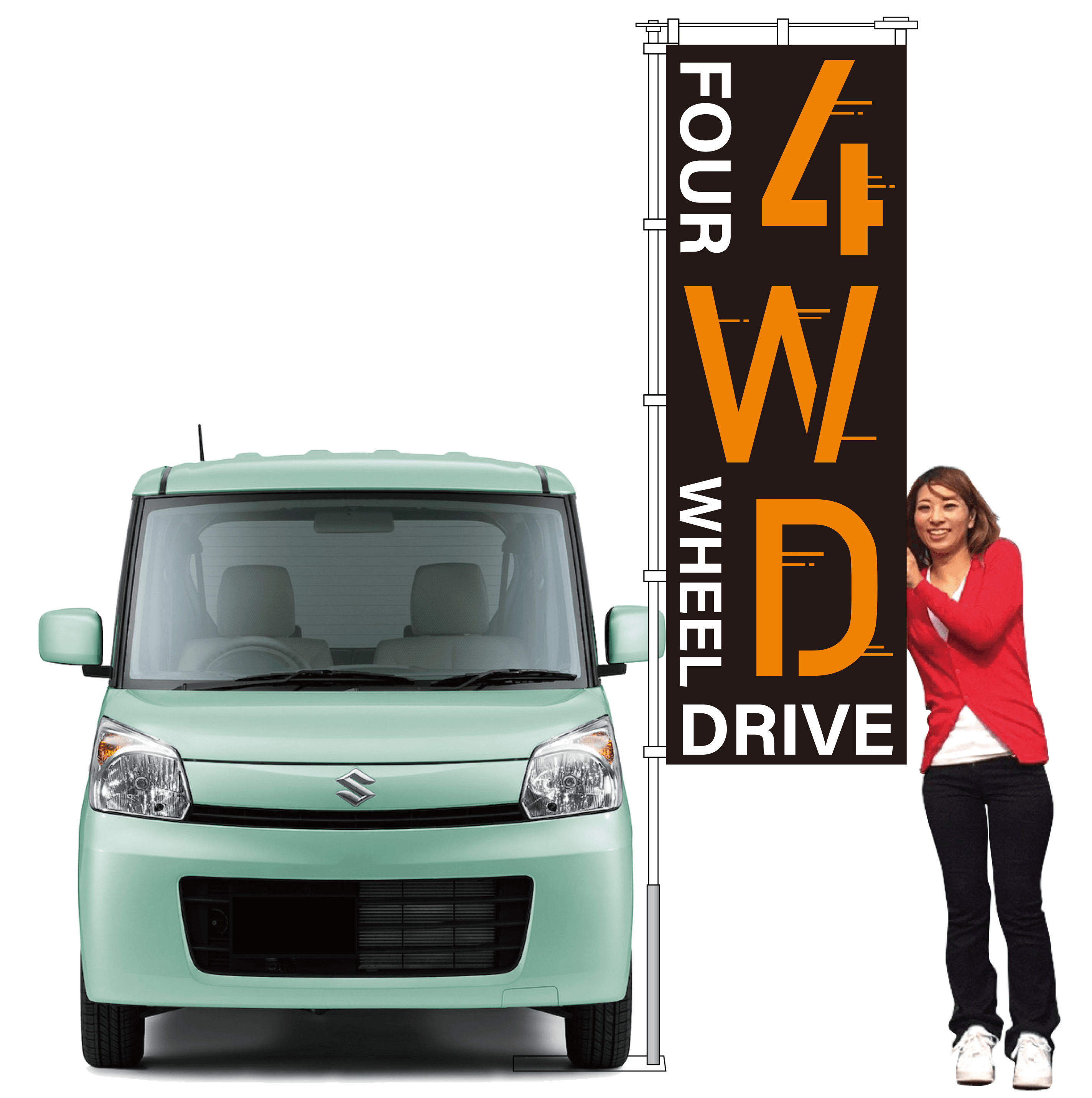 4WD FOUR WHEEL DRIVE（ブラック）【M-165】